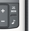 Closeup of a button marked with a music icon